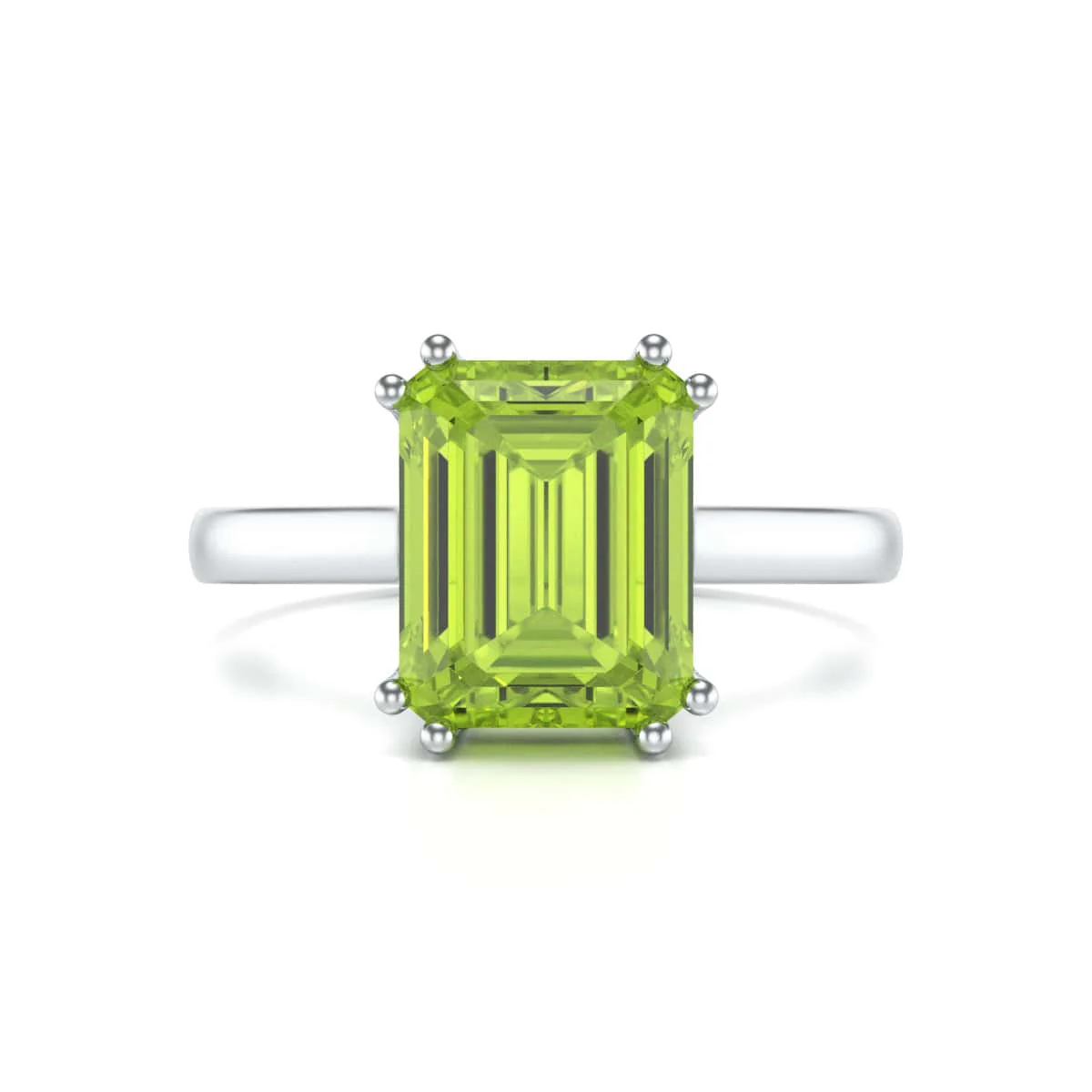 Emerald Cut Peridot Solitaire Dress Ring - Image 3