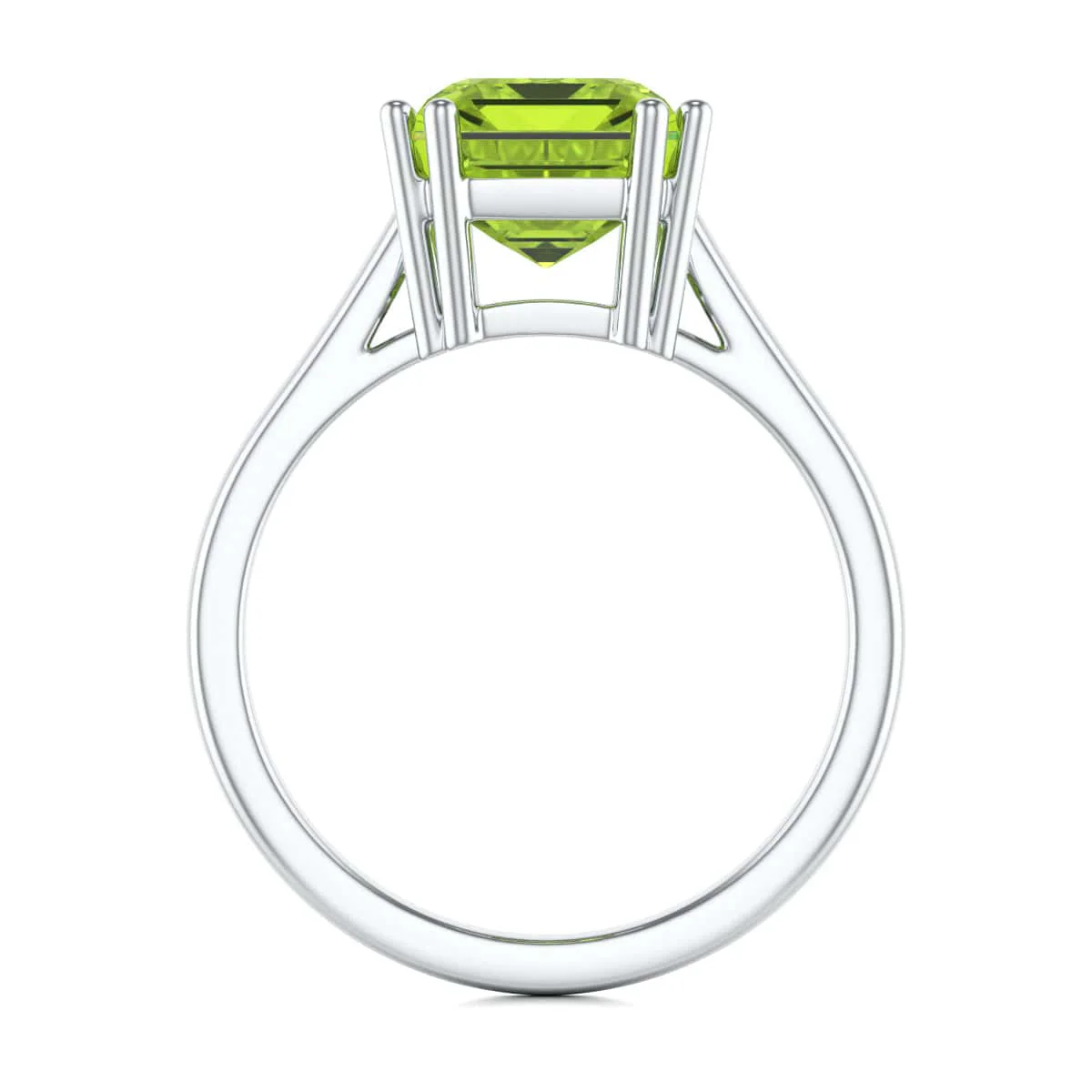 Emerald Cut Peridot Solitaire Dress Ring - Image 4