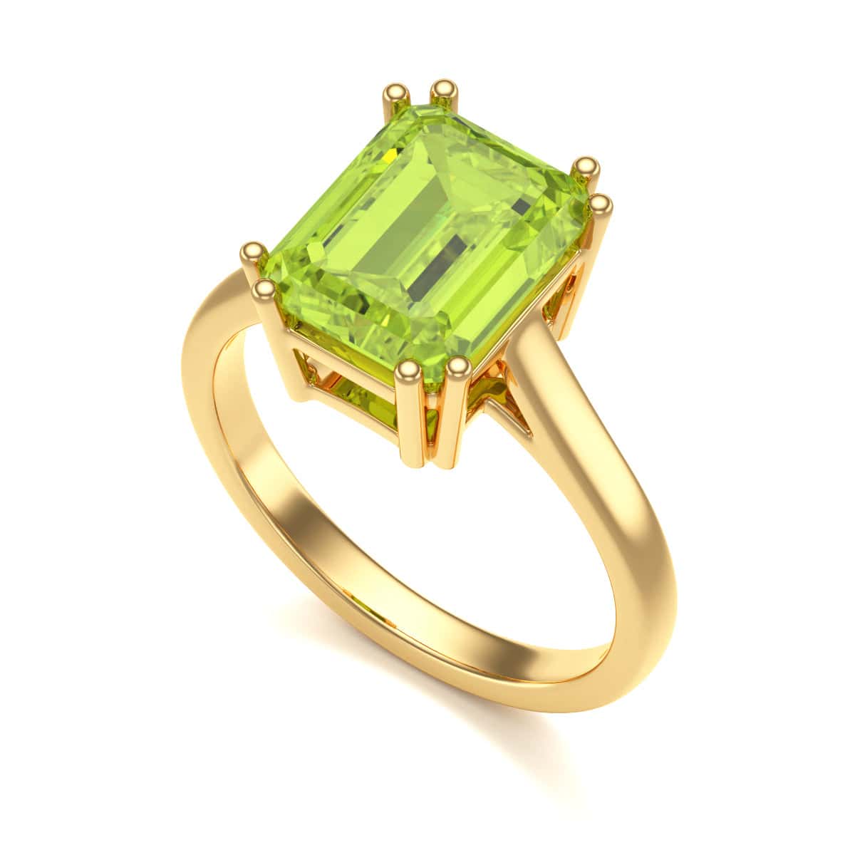 Emerald Cut Peridot Solitaire Dress Ring - Image 6