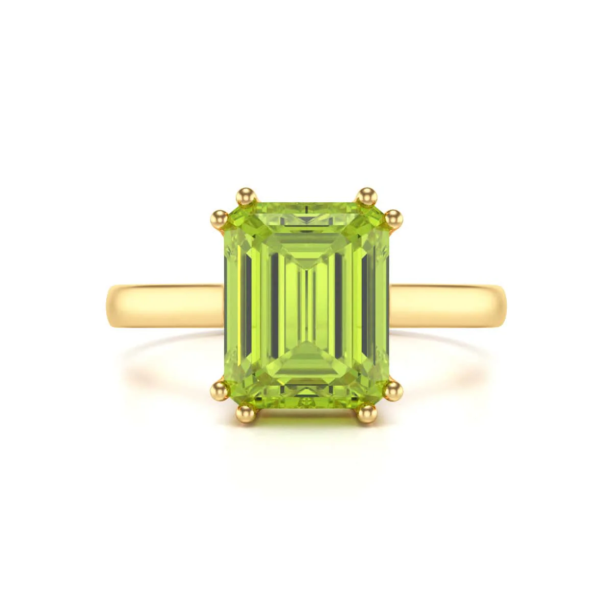 Emerald Cut Peridot Solitaire Dress Ring - Image 7