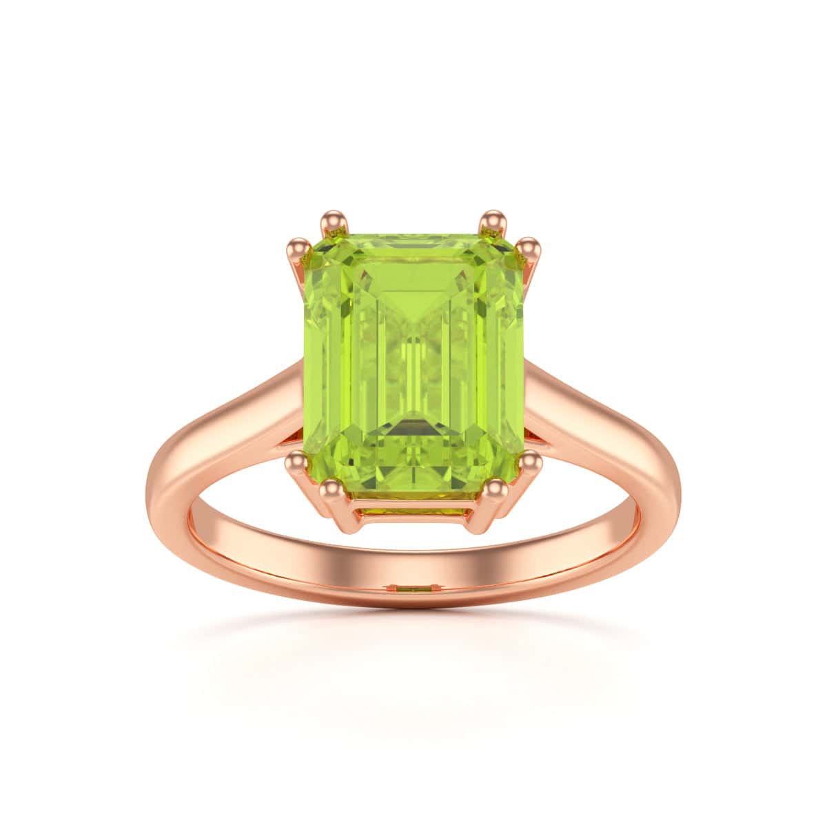 Emerald Cut Peridot Solitaire Dress Ring - Image 9
