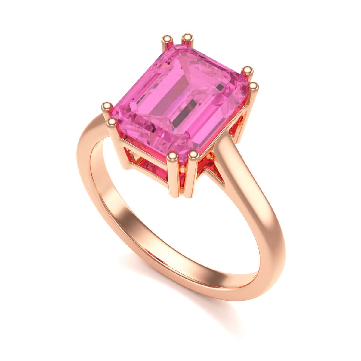 Emerald Cut Pink Topaz Solitaire Dress Ring - Image 10