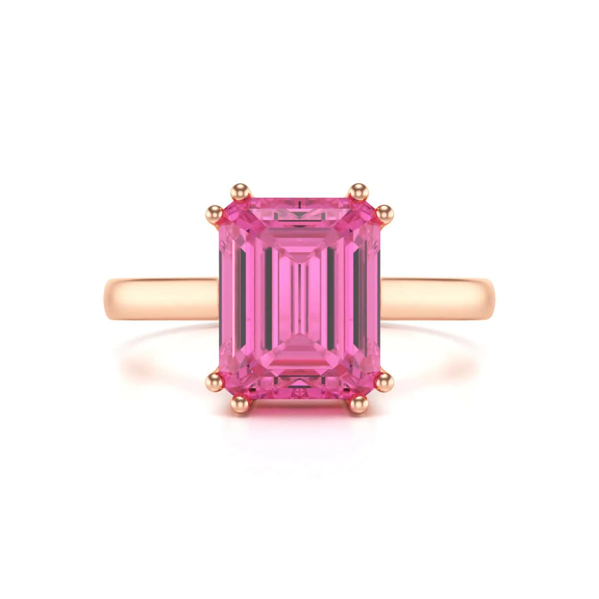 Emerald Cut Pink Topaz Solitaire Dress Ring - Image 11