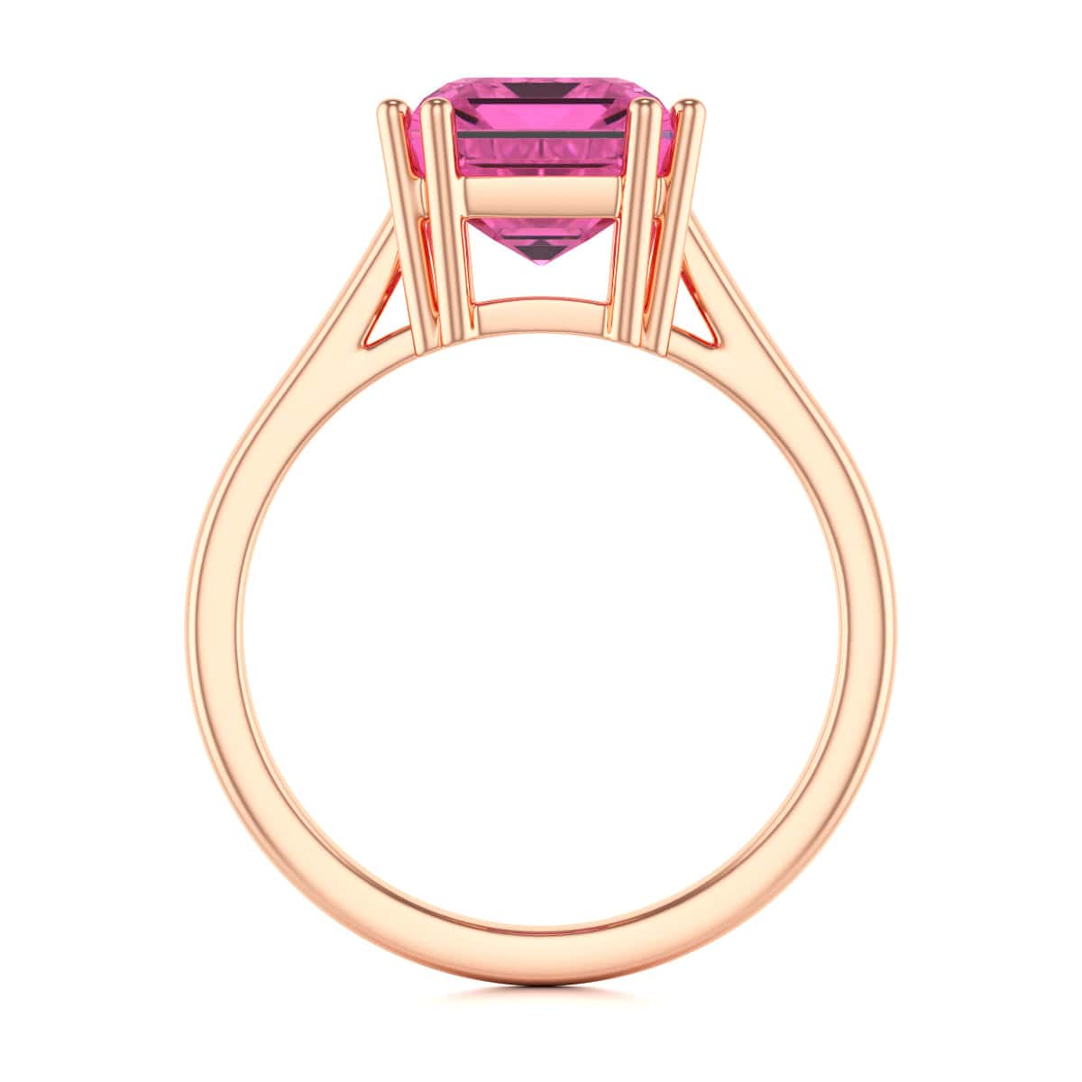 Emerald Cut Pink Topaz Solitaire Dress Ring - Image 12
