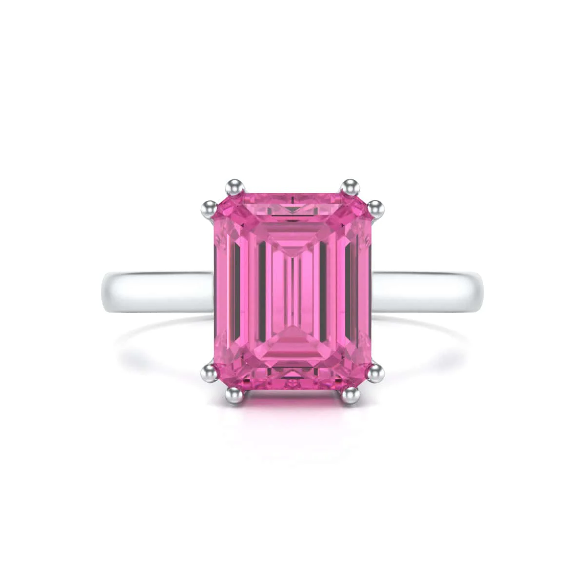 Emerald Cut Pink Topaz Solitaire Dress Ring - Image 3