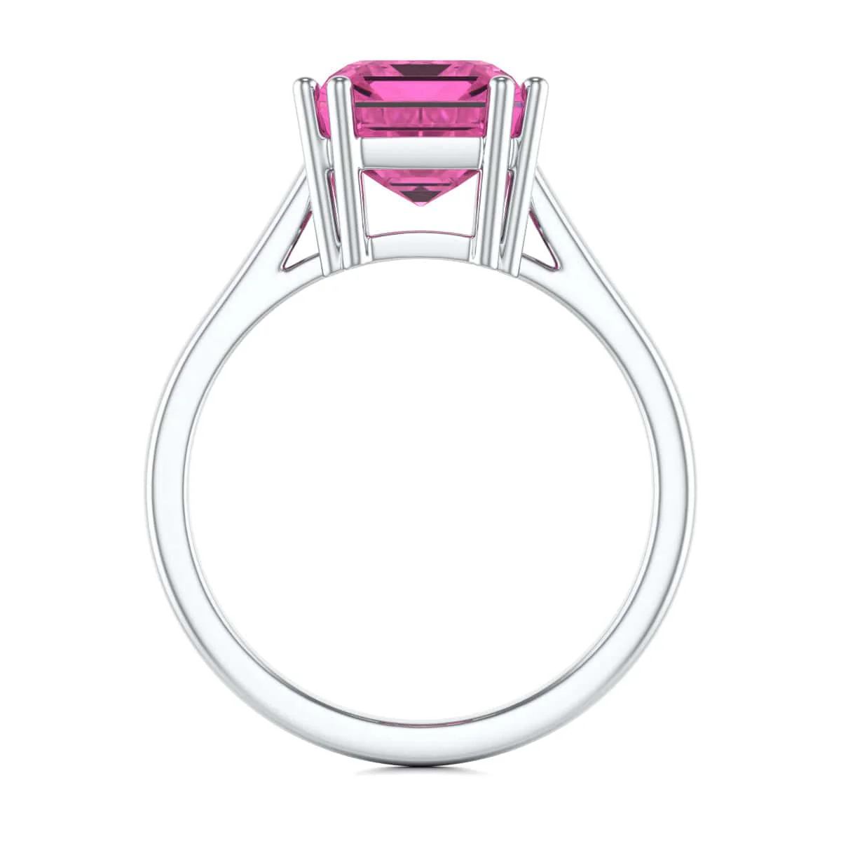 Emerald Cut Pink Topaz Solitaire Dress Ring - Image 4