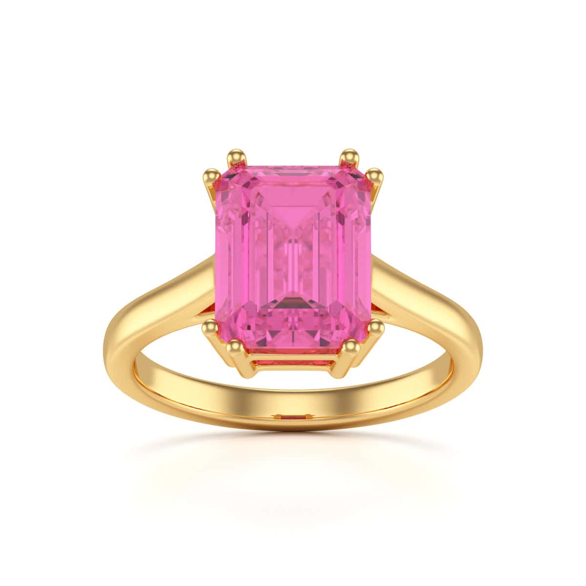 Emerald Cut Pink Topaz Solitaire Dress Ring - Image 5