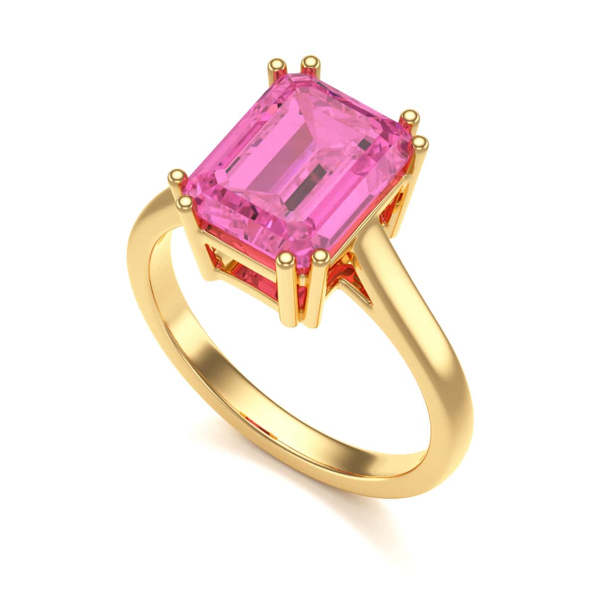 Emerald Cut Pink Topaz Solitaire Dress Ring - Image 6