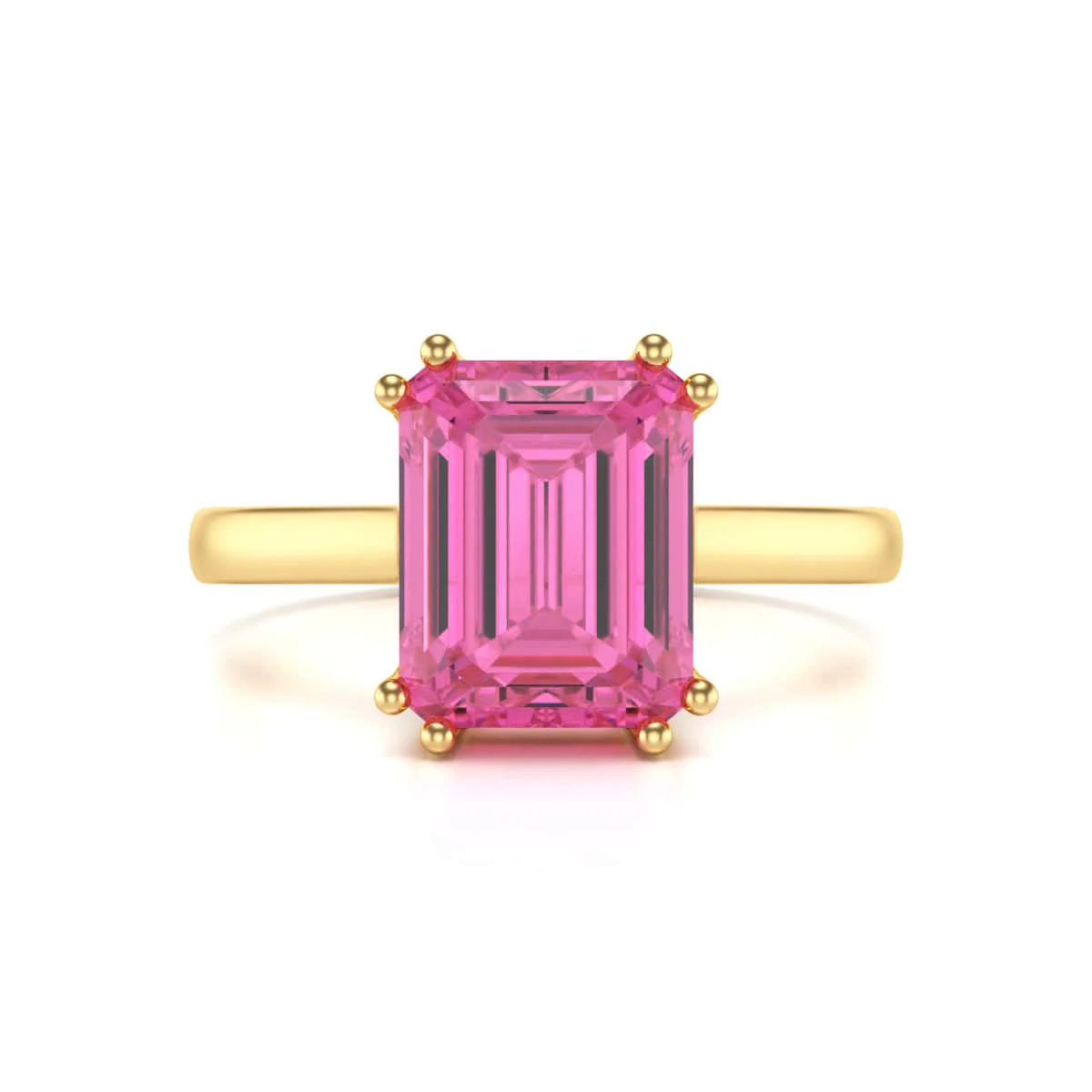 Emerald Cut Pink Topaz Solitaire Dress Ring - Image 7