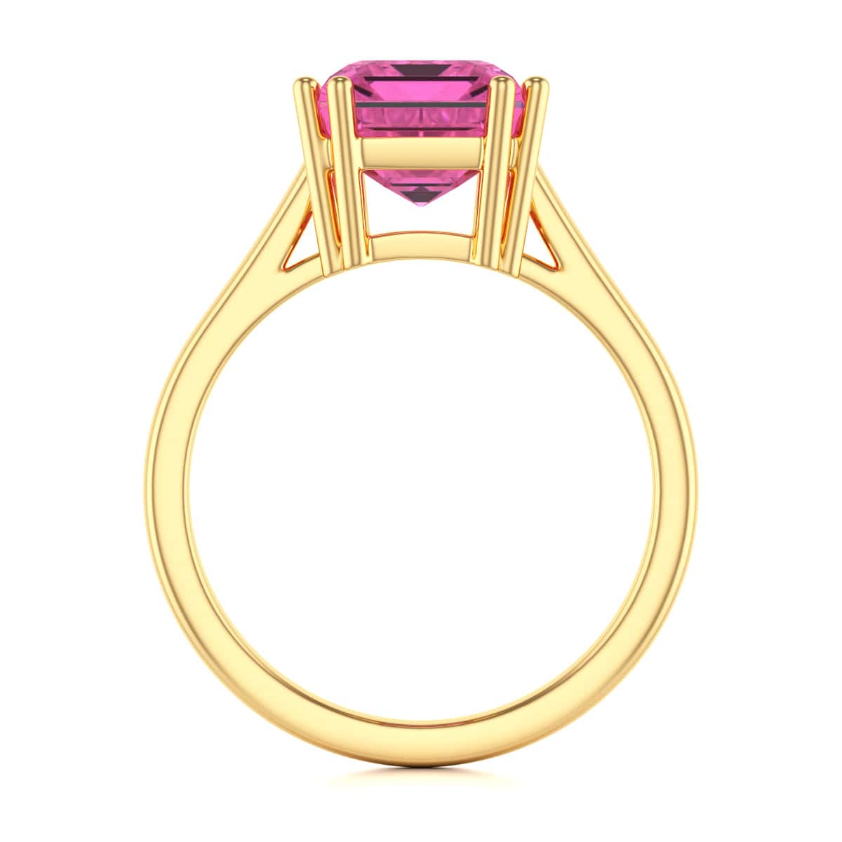 Emerald Cut Pink Topaz Solitaire Dress Ring - Image 8