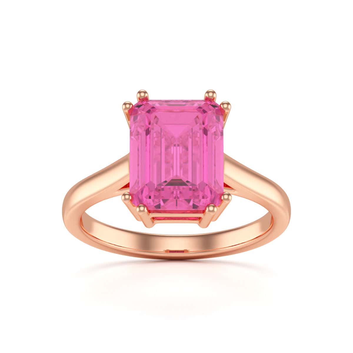 Emerald Cut Pink Topaz Solitaire Dress Ring - Image 9