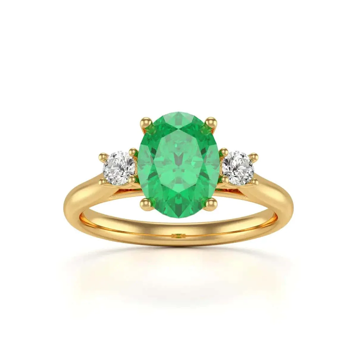 Oval Shape with Trilogy Diamond Emerald Engagement Ring in 18ct Gold and Platinum - Image 4