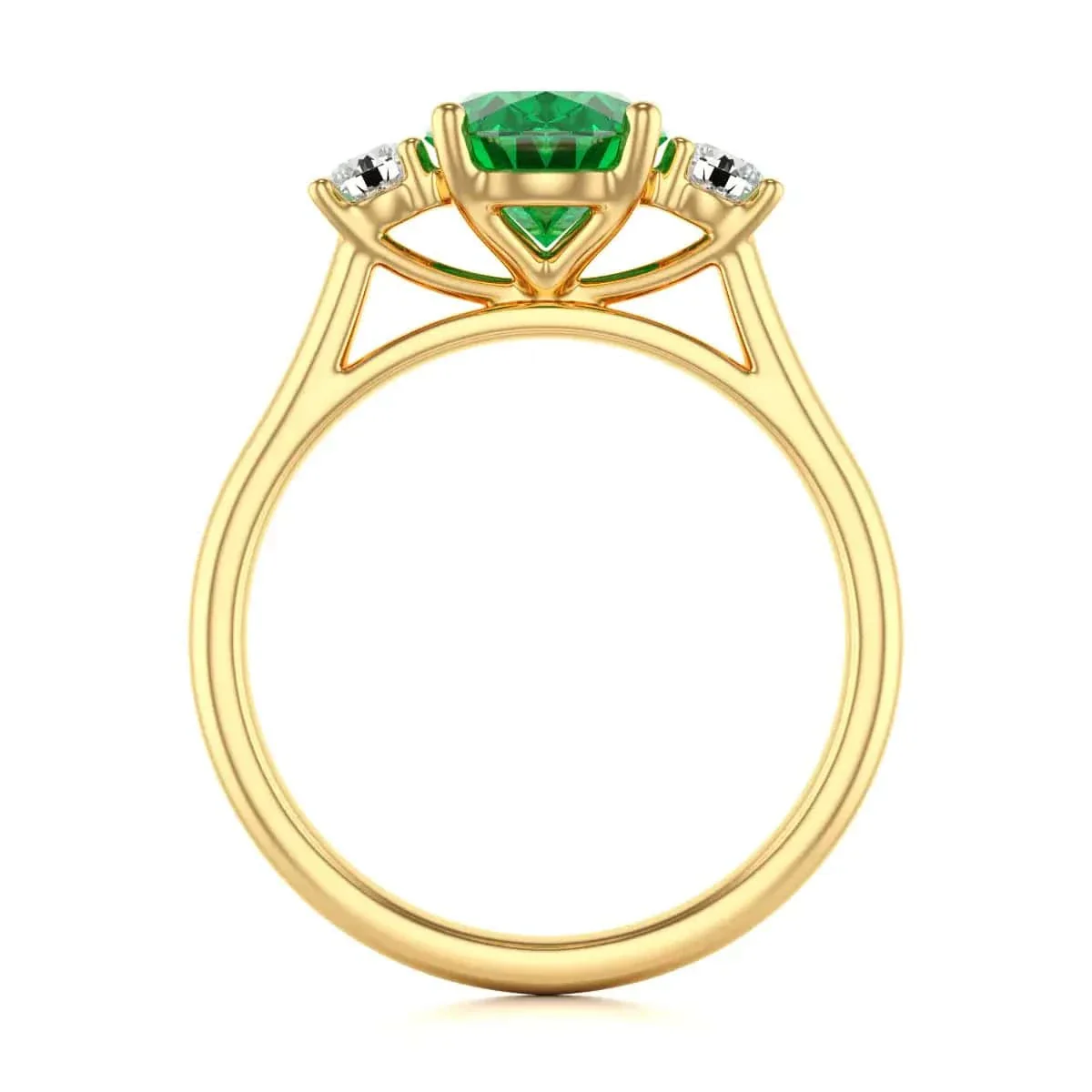 Oval Shape with Trilogy Diamond Emerald Engagement Ring in 18ct Gold and Platinum - Image 6