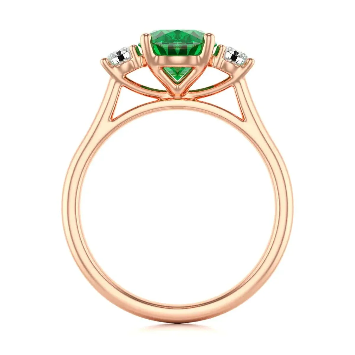 Oval Shape with Trilogy Diamond Emerald Engagement Ring in 18ct Gold and Platinum - Image 8