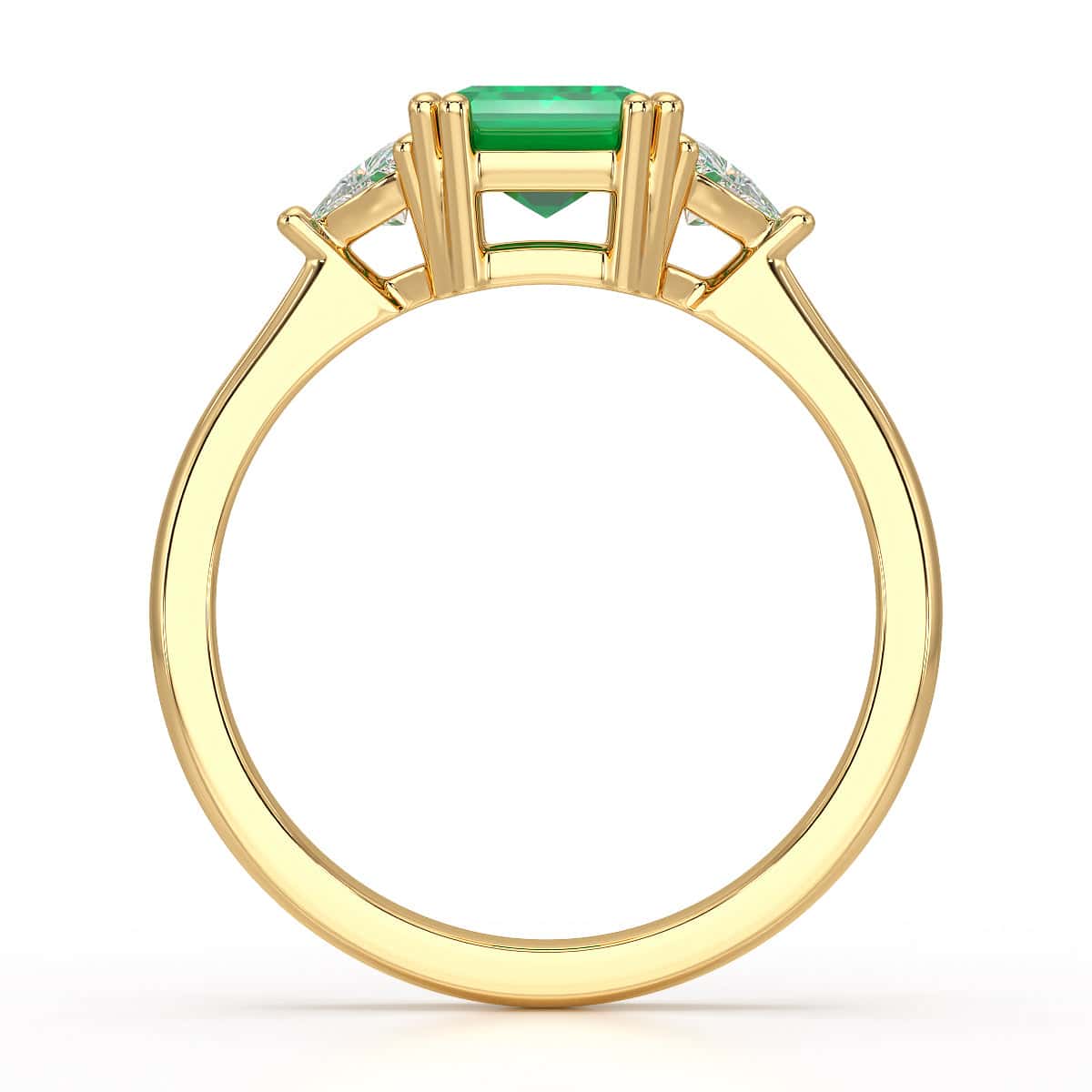 Emerald Trilogy Ring with Trillion side stone Dress Ring - Image 4
