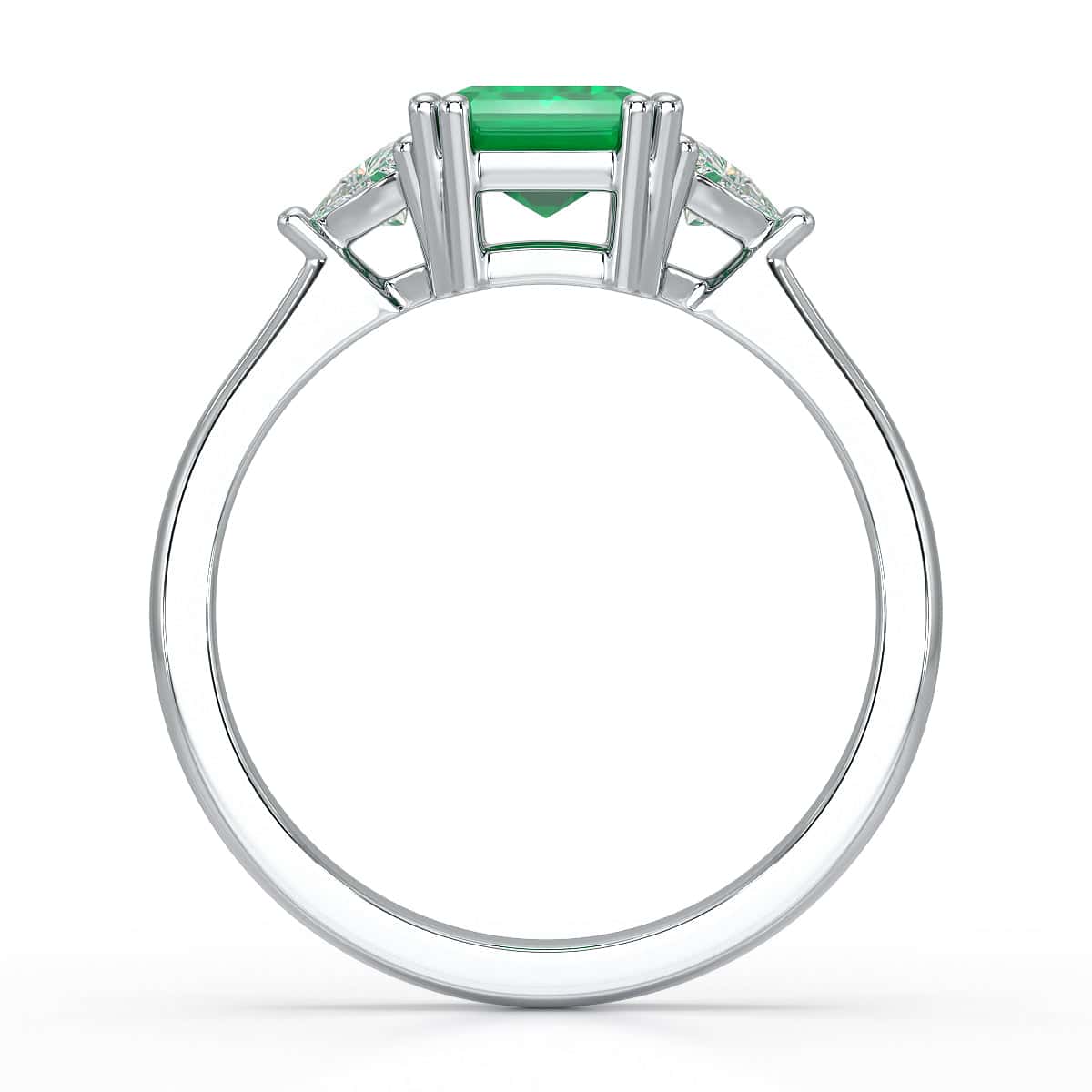Emerald Trilogy Ring with Trillion side stone Dress Ring - Image 8