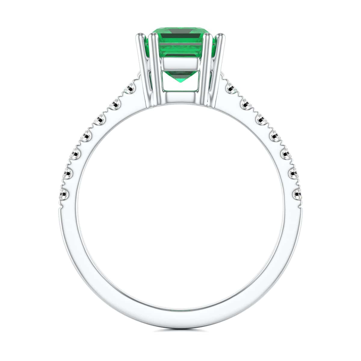 Emerald with Diamond Set Shoulders Dress Ring - Image 4