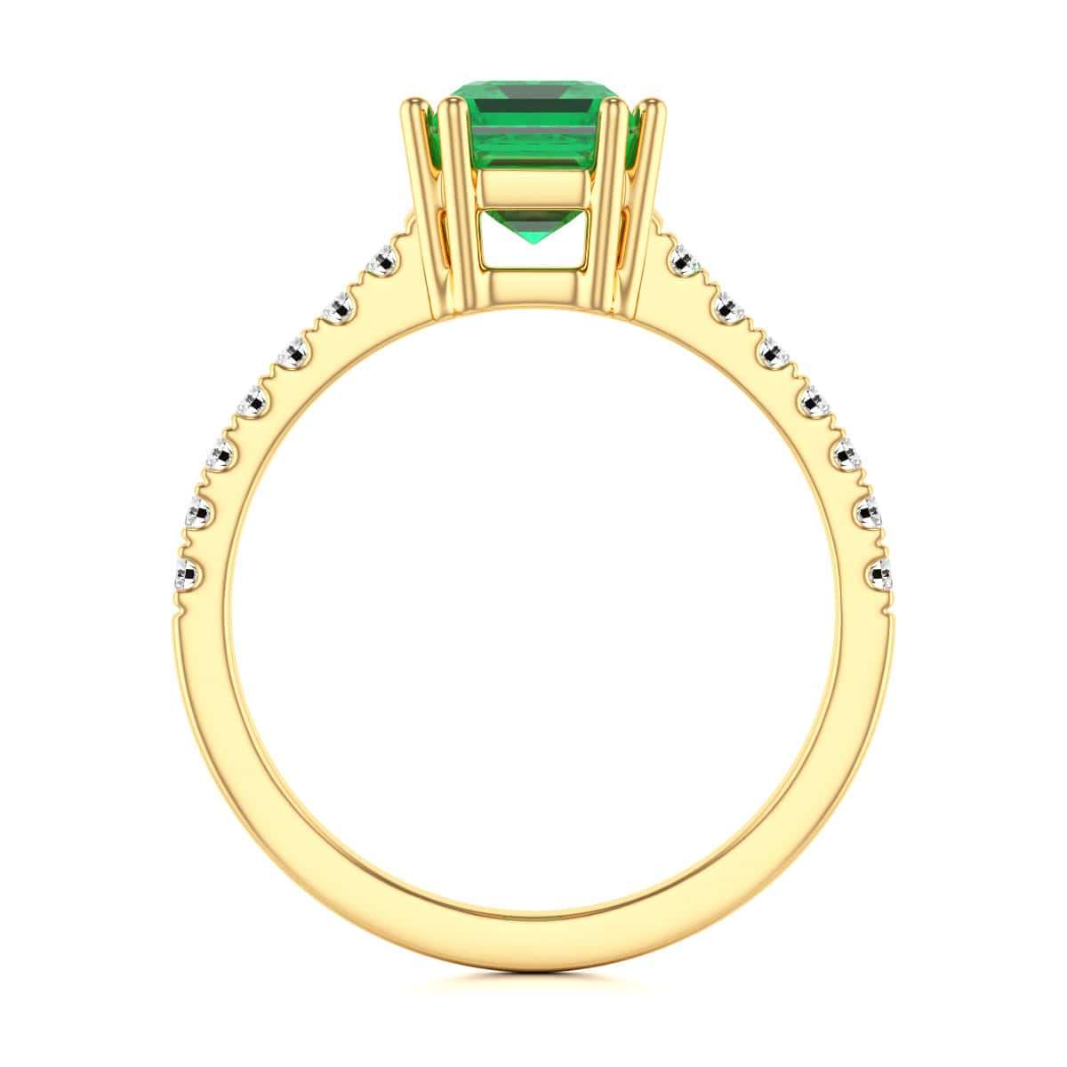 Emerald with Diamond Set Shoulders Dress Ring - Image 7