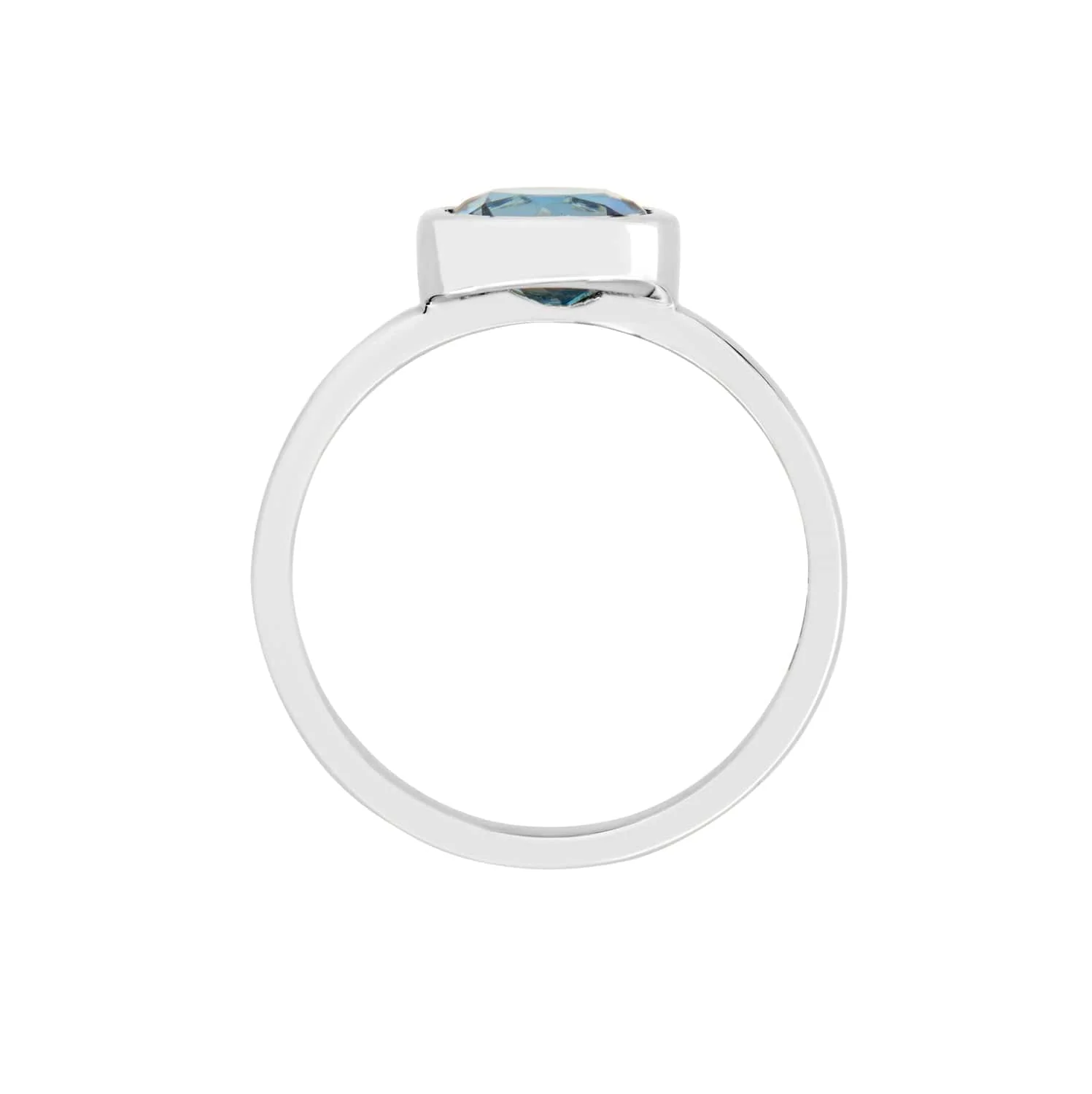 Large Blue Topaz Rubover Stacking Ring - Image 3