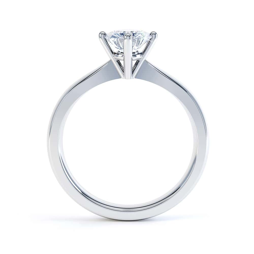 North South Diamond Solitaire Engagement Ring Plain Shoulders - Image 3