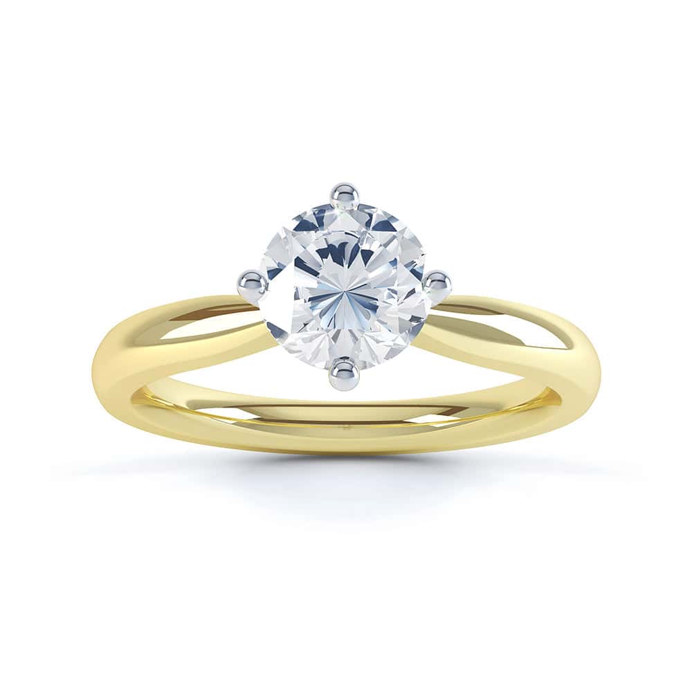 North South Diamond Solitaire Engagement Ring Plain Shoulders - Image 4
