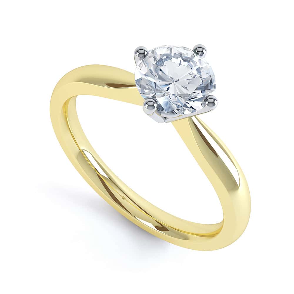 North South Diamond Solitaire Engagement Ring Plain Shoulders - Image 5