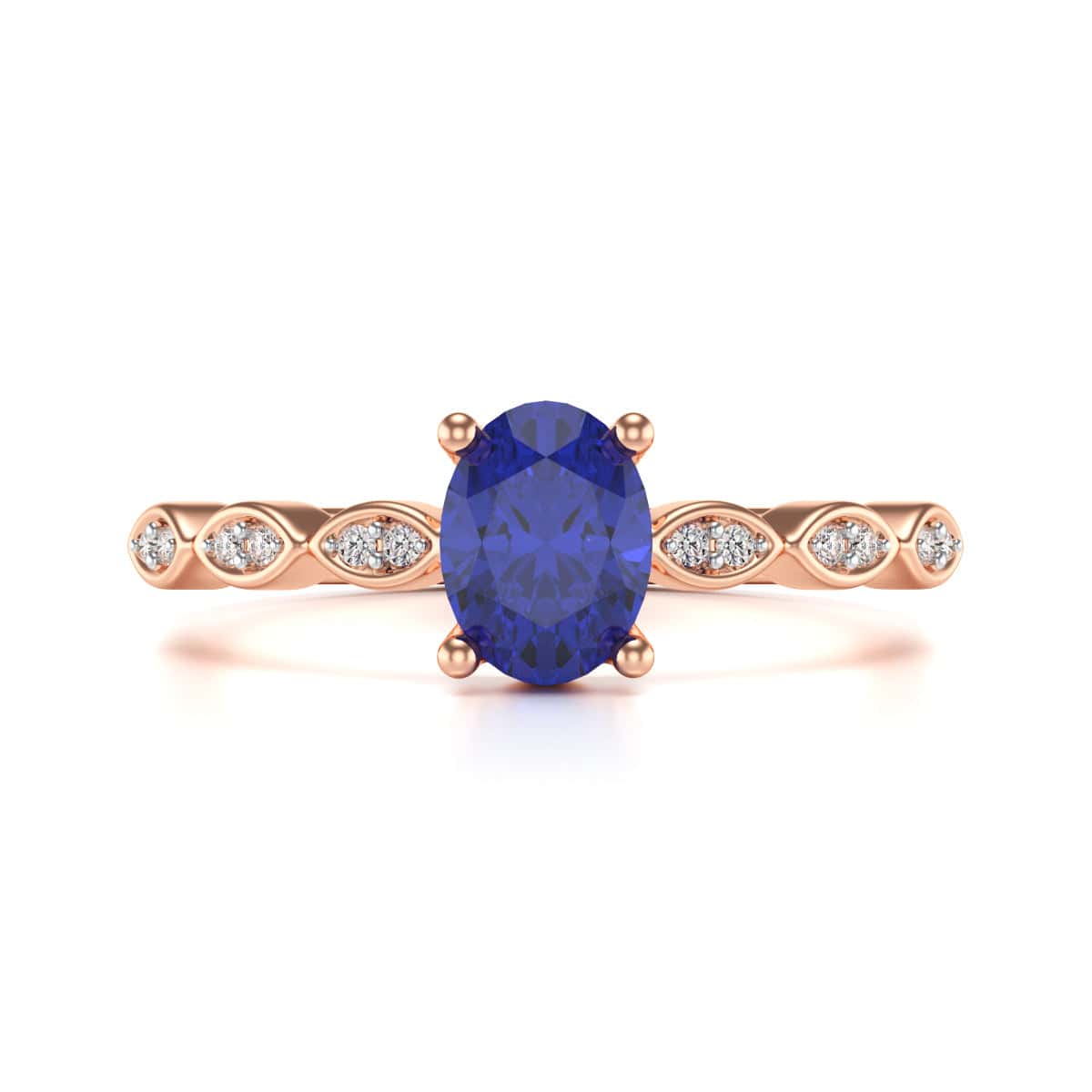 Oval Shape Blue Sapphire Engagement Ring in 18ct Gold and Platinum - Image 12