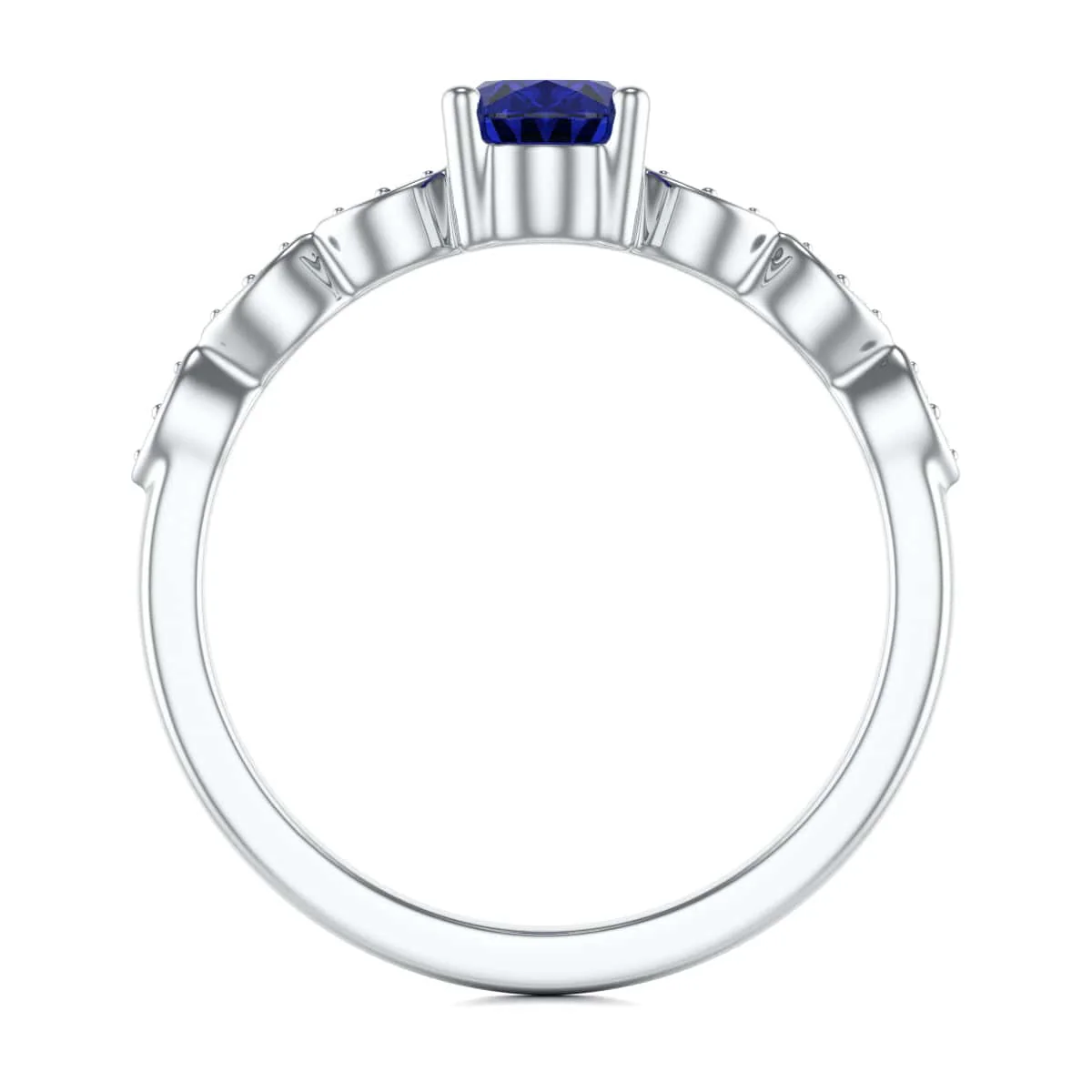 Oval Shape Blue Sapphire Engagement Ring in 18ct Gold and Platinum - Image 3