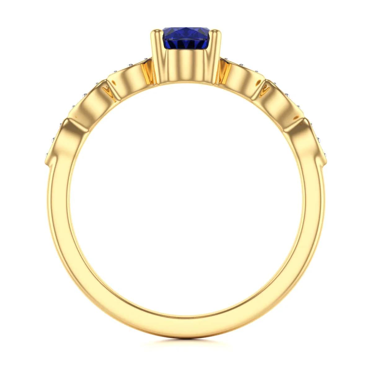 Oval Shape Blue Sapphire Engagement Ring in 18ct Gold and Platinum - Image 6