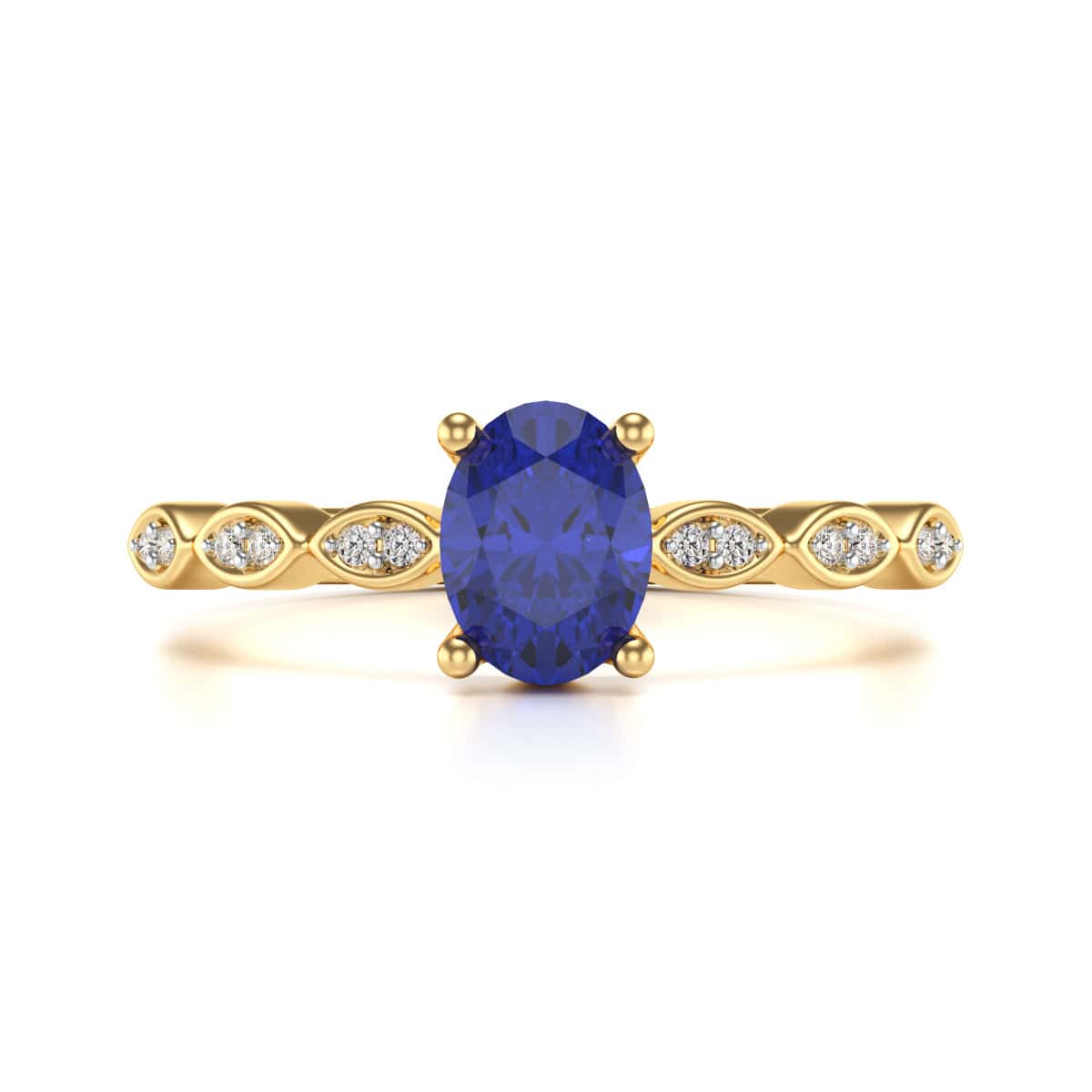 Oval Shape Blue Sapphire Engagement Ring in 18ct Gold and Platinum - Image 7