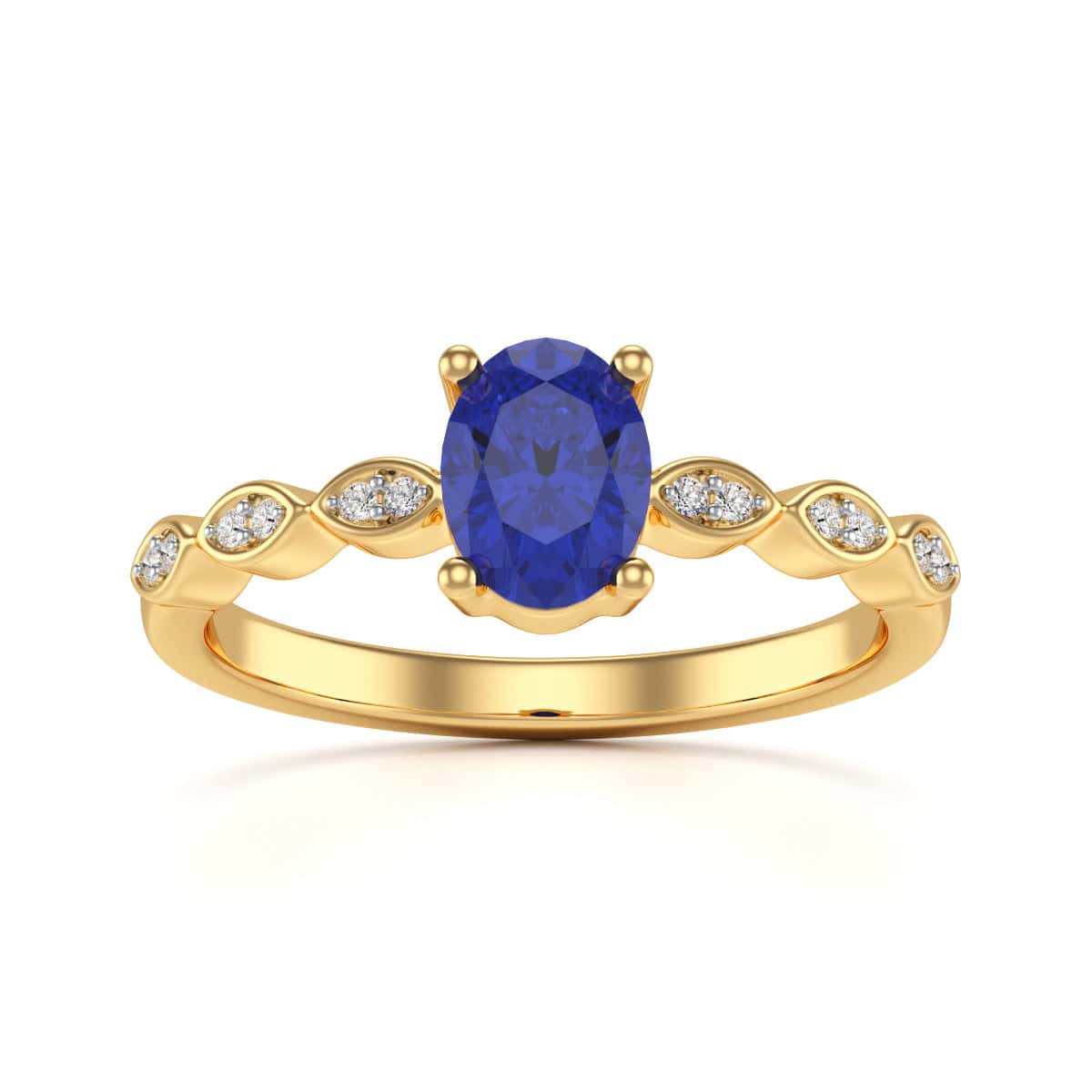 Oval Shape Blue Sapphire Engagement Ring in 18ct Gold and Platinum - Image 8