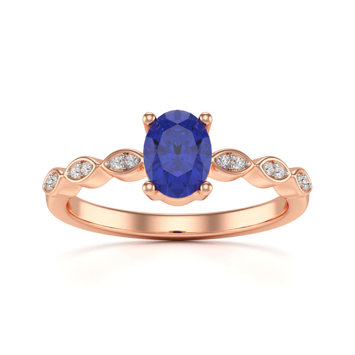 Oval Shape Blue Sapphire Engagement Ring in 18ct Gold and Platinum - Image 9