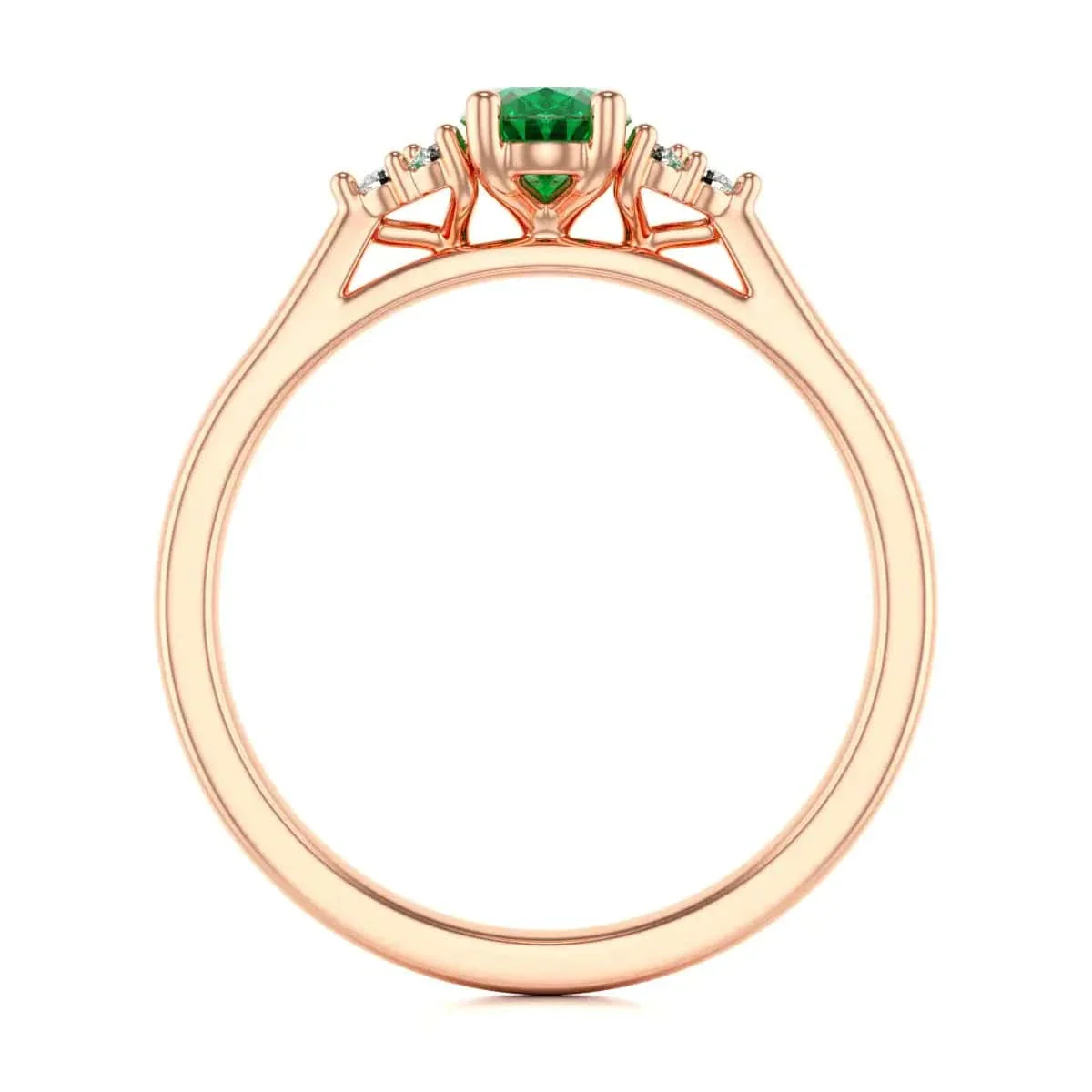 Oval Shape Diamond Trefoil Emerald Engagement Ring in 18ct Gold and Platinum - Image 11