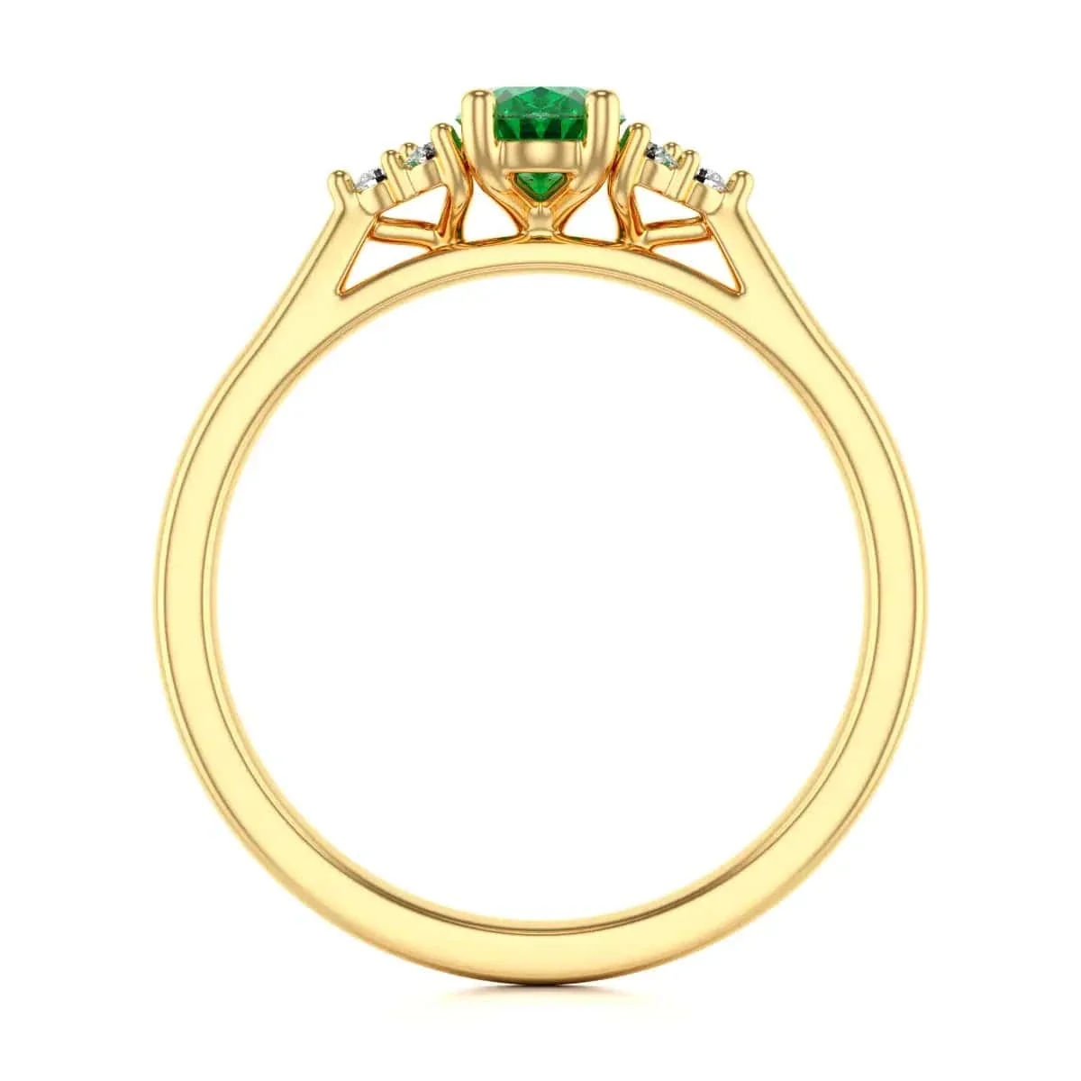 Oval Shape Diamond Trefoil Emerald Engagement Ring in 18ct Gold and Platinum - Image 7