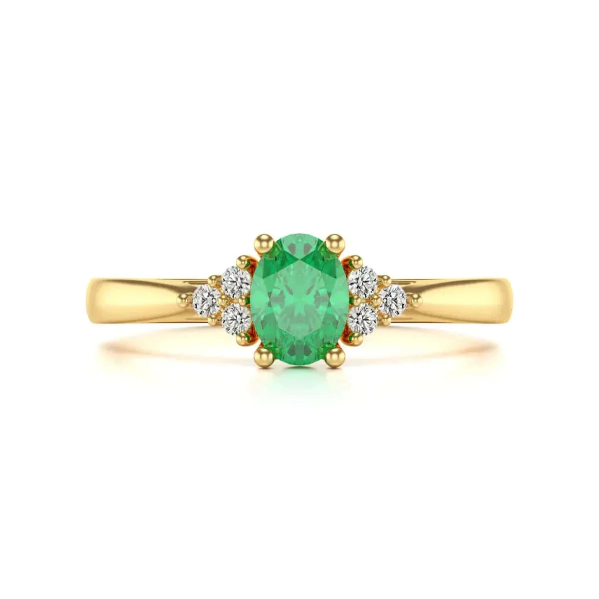 Oval Shape Diamond Trefoil Emerald Engagement Ring in 18ct Gold and Platinum - Image 8