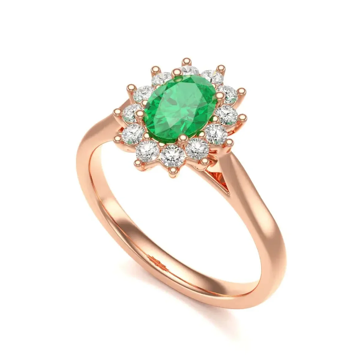Oval Shape Halo Emerald Engagement Ring in 18ct Gold and Platinum - Image 10
