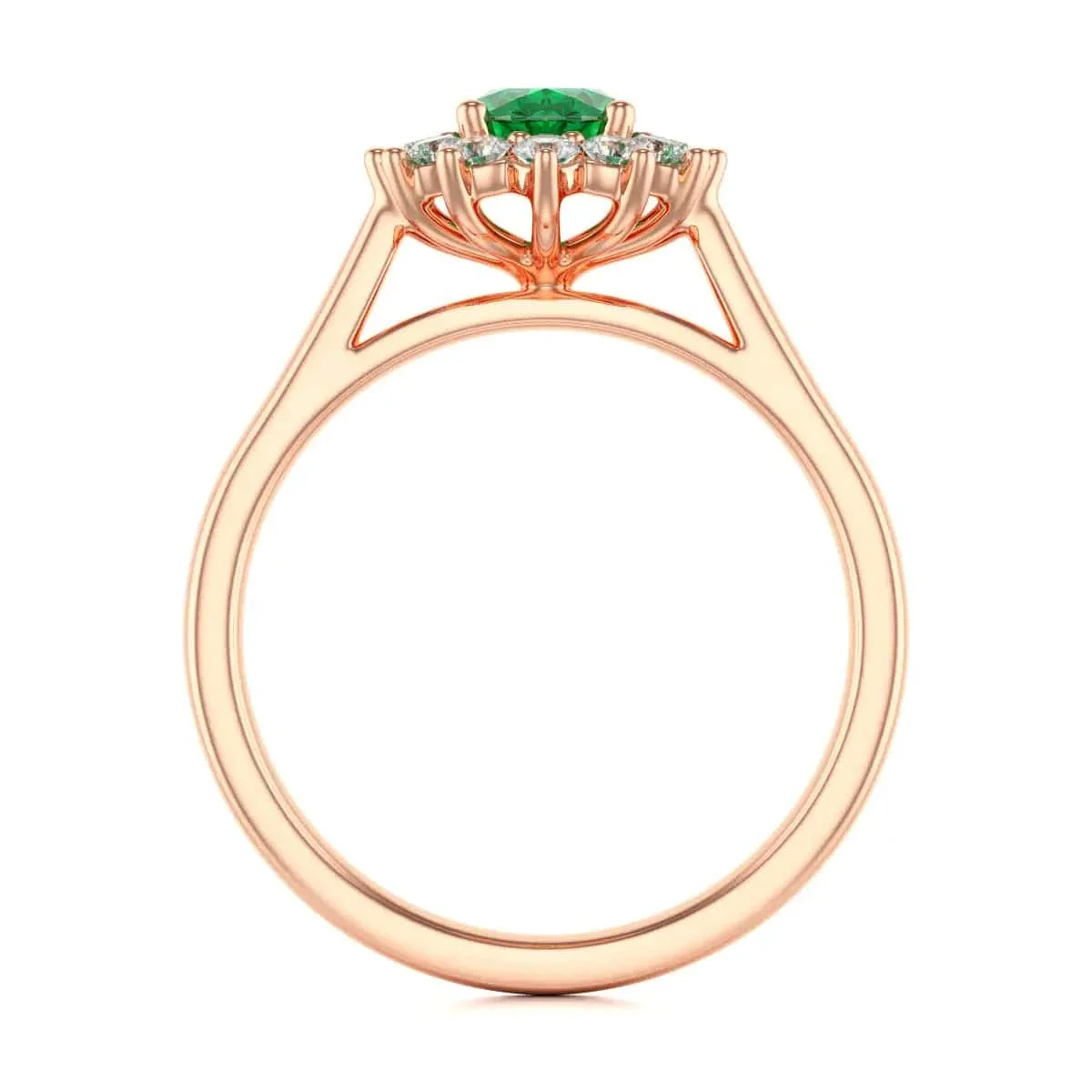 Oval Shape Halo Emerald Engagement Ring in 18ct Gold and Platinum - Image 12