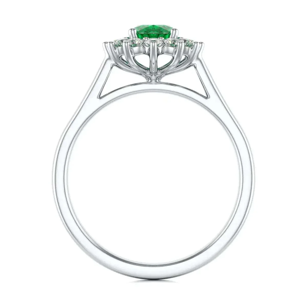 Oval Shape Halo Emerald Engagement Ring in 18ct Gold and Platinum - Image 4