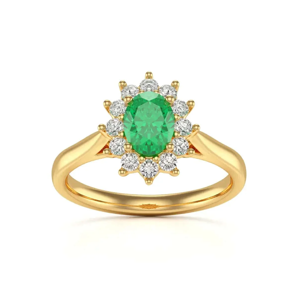 Oval Shape Halo Emerald Engagement Ring in 18ct Gold and Platinum - Image 5