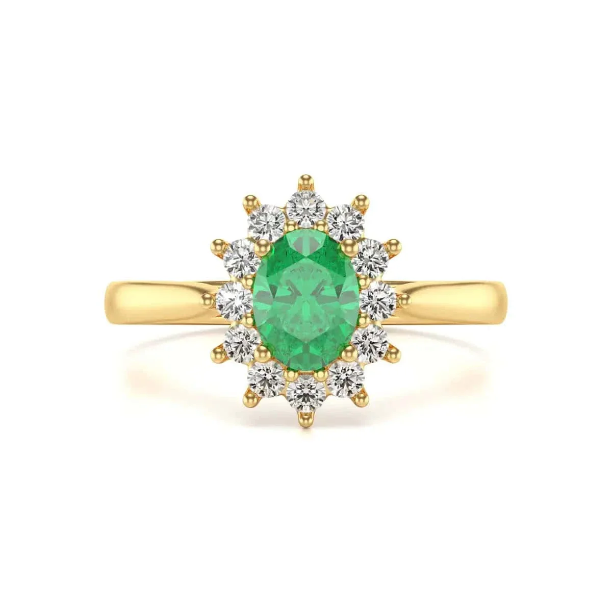 Oval Shape Halo Emerald Engagement Ring in 18ct Gold and Platinum - Image 7