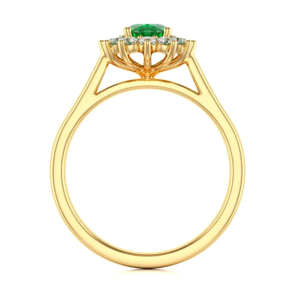 Oval Shape Halo Emerald Engagement Ring in 18ct Gold and Platinum - Image 8