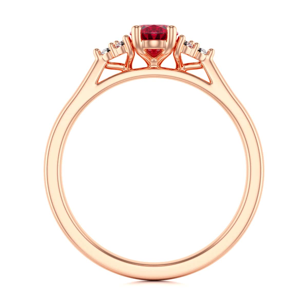 Diamond Trefoil Oval Shape Ruby Engagement Ring in 18ct Gold and Platinum - Image 11