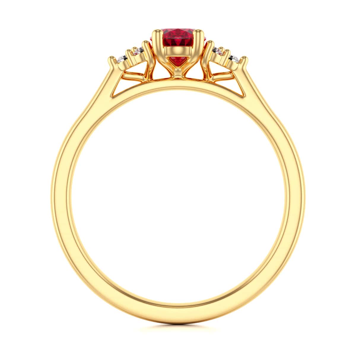 Diamond Trefoil Oval Shape Ruby Engagement Ring in 18ct Gold and Platinum - Image 8