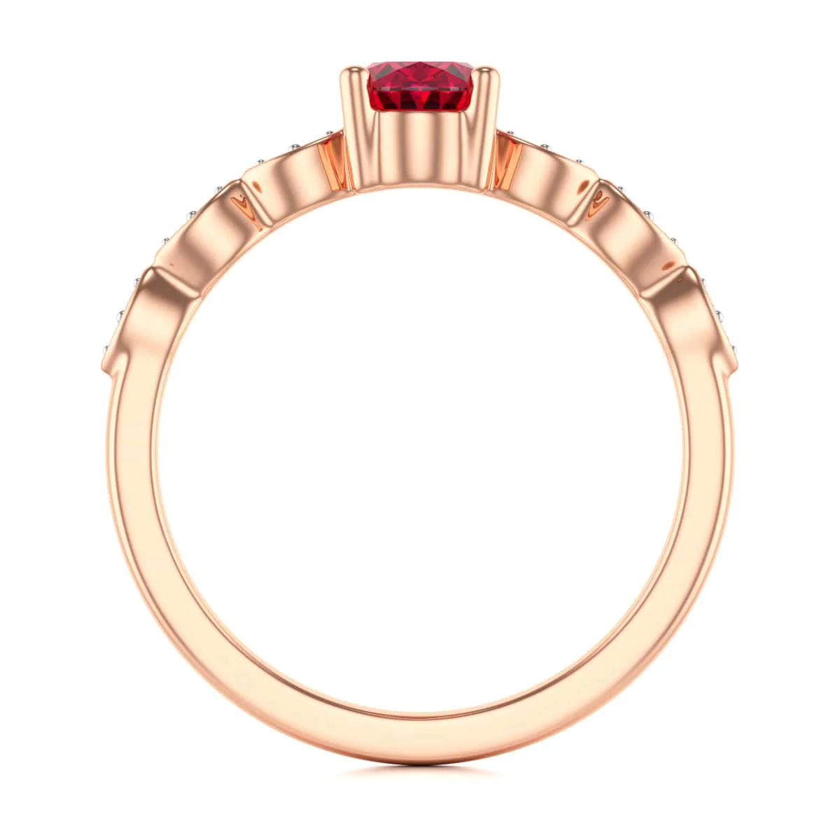 Oval Shape Ruby Engagement Ring - Diamond in 18ct Gold and Platinum - Image 11