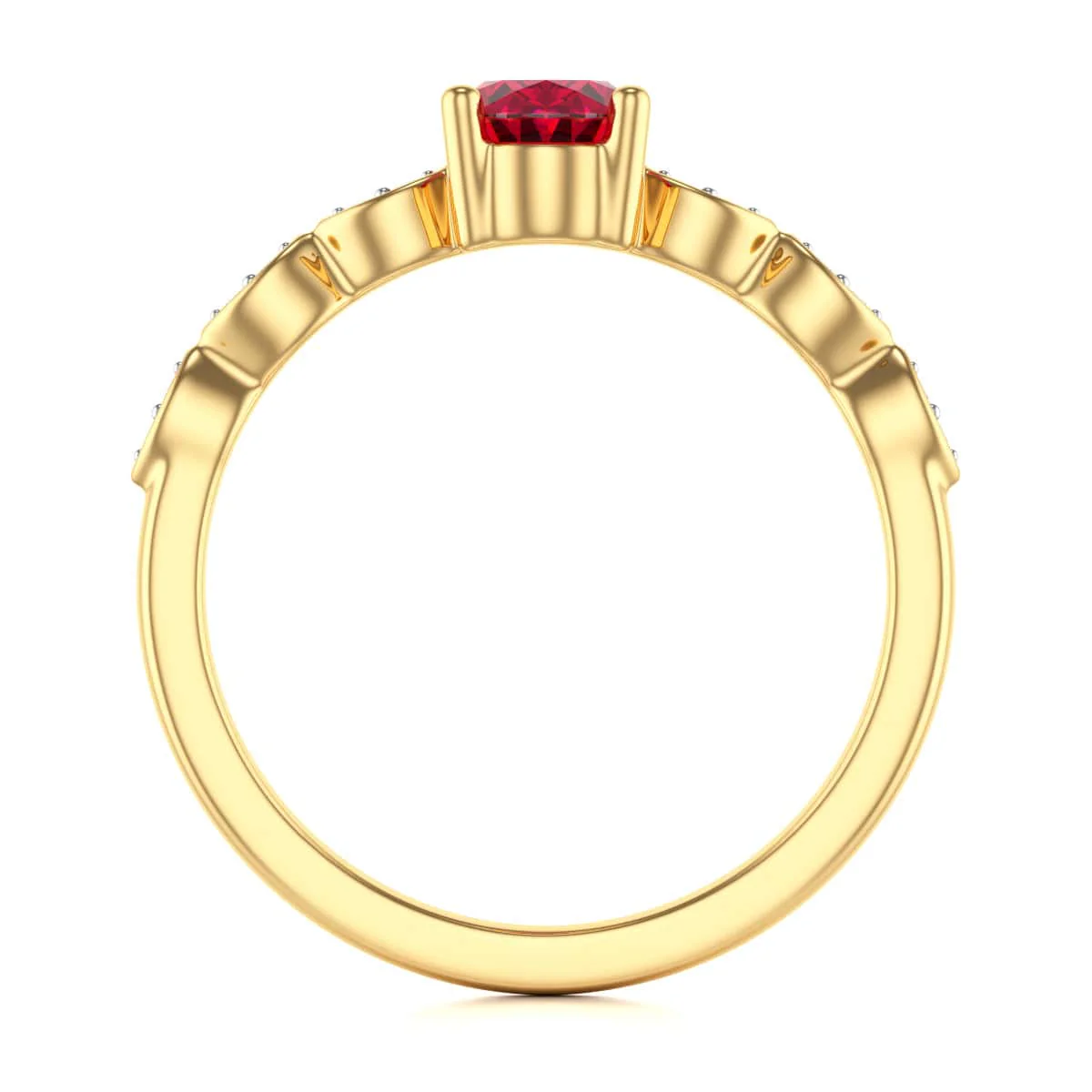 Oval Shape Ruby Engagement Ring - Diamond in 18ct Gold and Platinum - Image 4