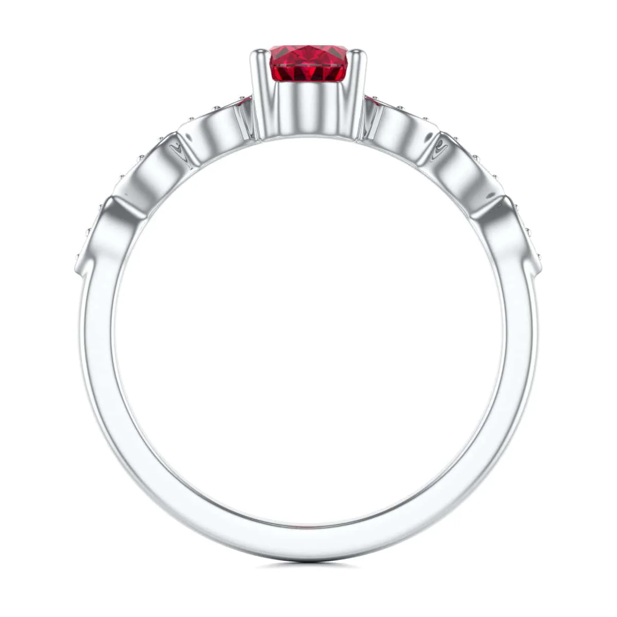 Oval Shape Ruby Engagement Ring - Diamond in 18ct Gold and Platinum - Image 7