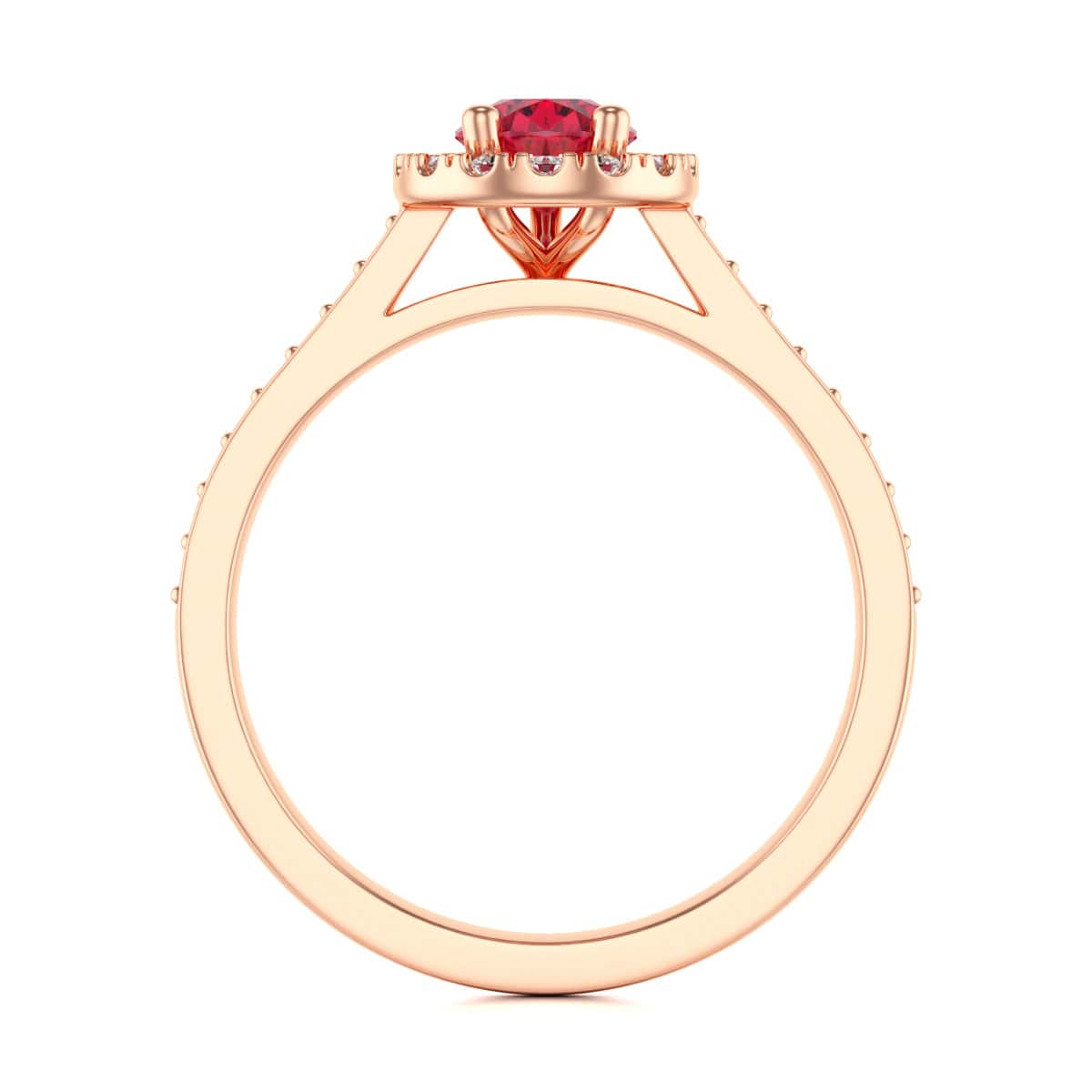 Pear Shape Ruby Engagement Ring - Diamond Halo in 18ct Gold and Platinum - Image 12