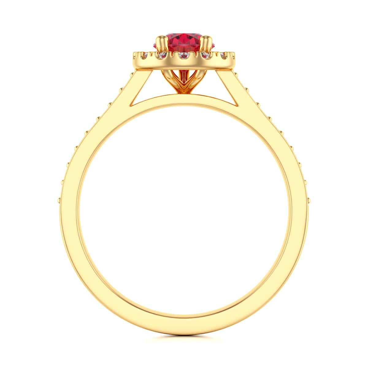 Pear Shape Ruby Engagement Ring - Diamond Halo in 18ct Gold and Platinum - Image 8
