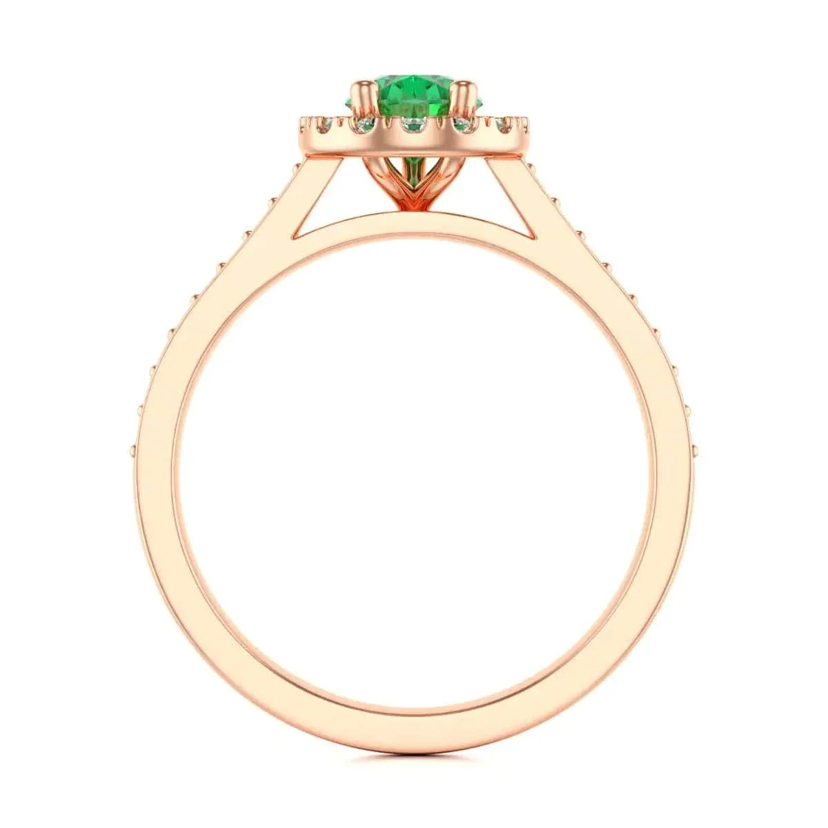 Pear Shape Diamond Halo Emerald Engagement Ring with Diamond Shoulders - Image 12