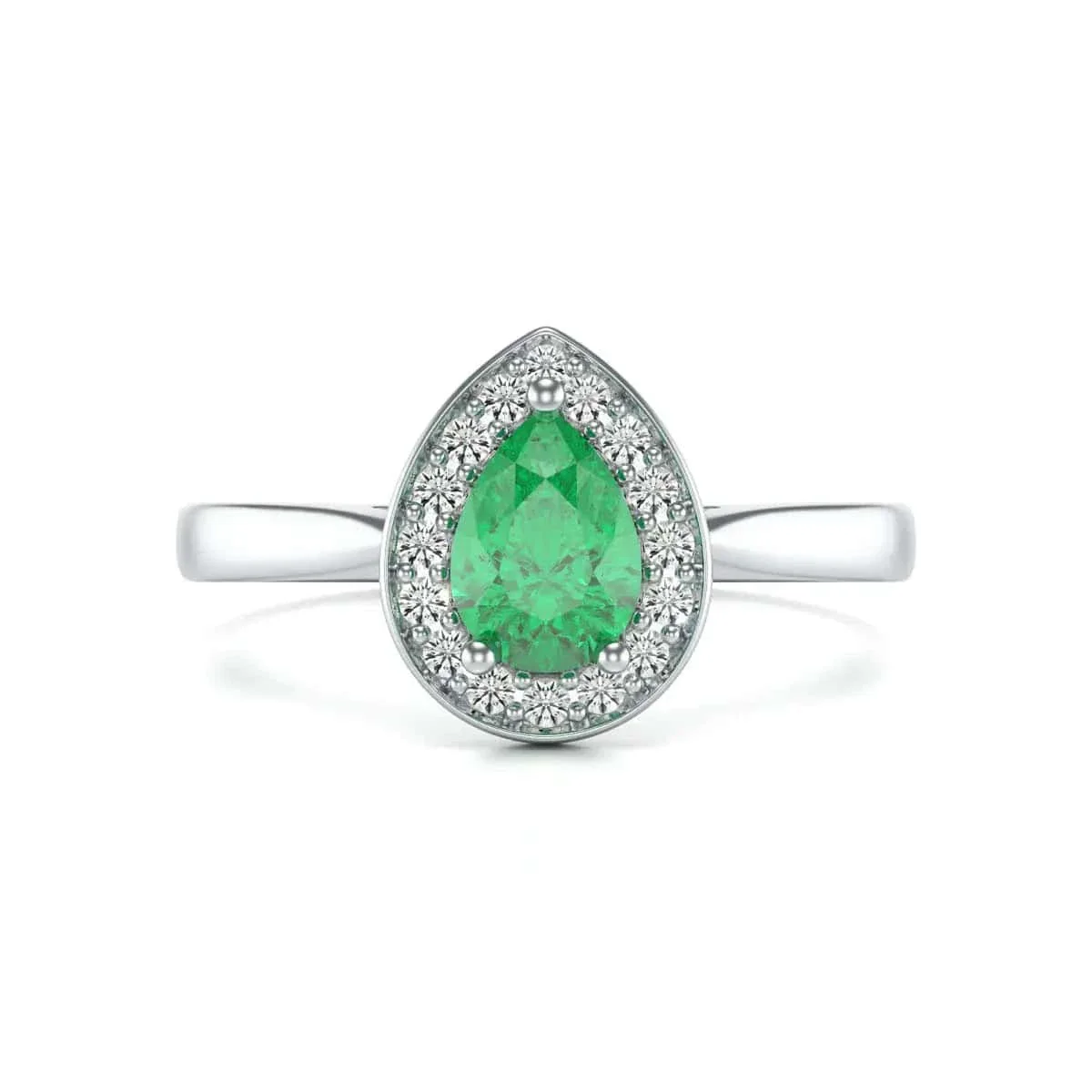 Pear Shape Diamond Halo Emerald Engagement Ring in 18ct Gold and Platinum - Image 11